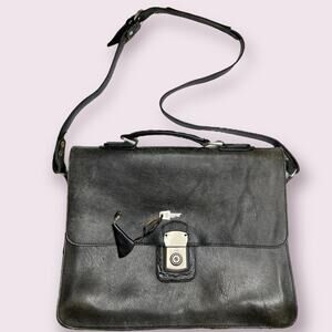 Vintage Hidesign Black Leather Messenger Bag